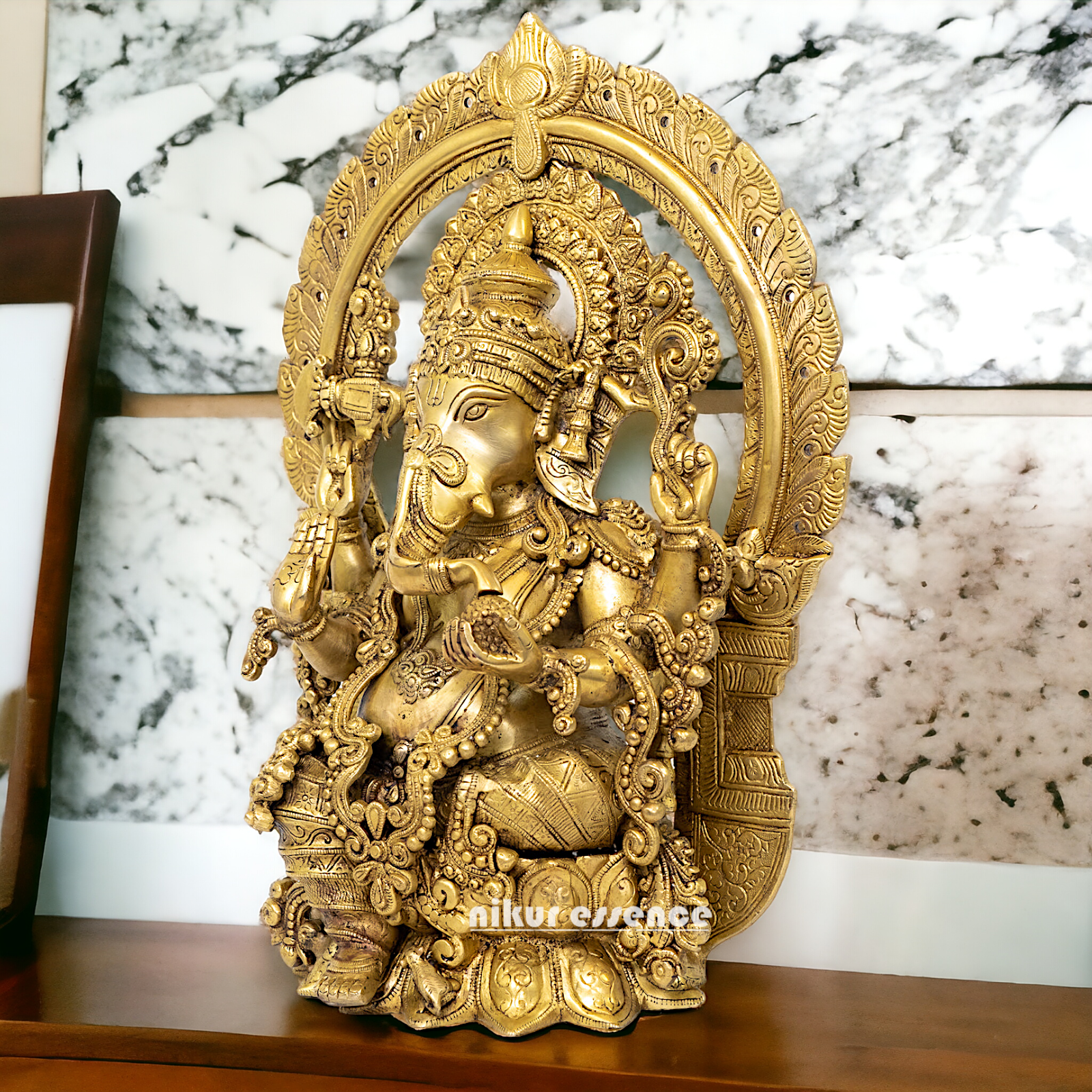 Buy Ganesha Sitting on Lotus Solid brass idol - 20 inches Nikuressence