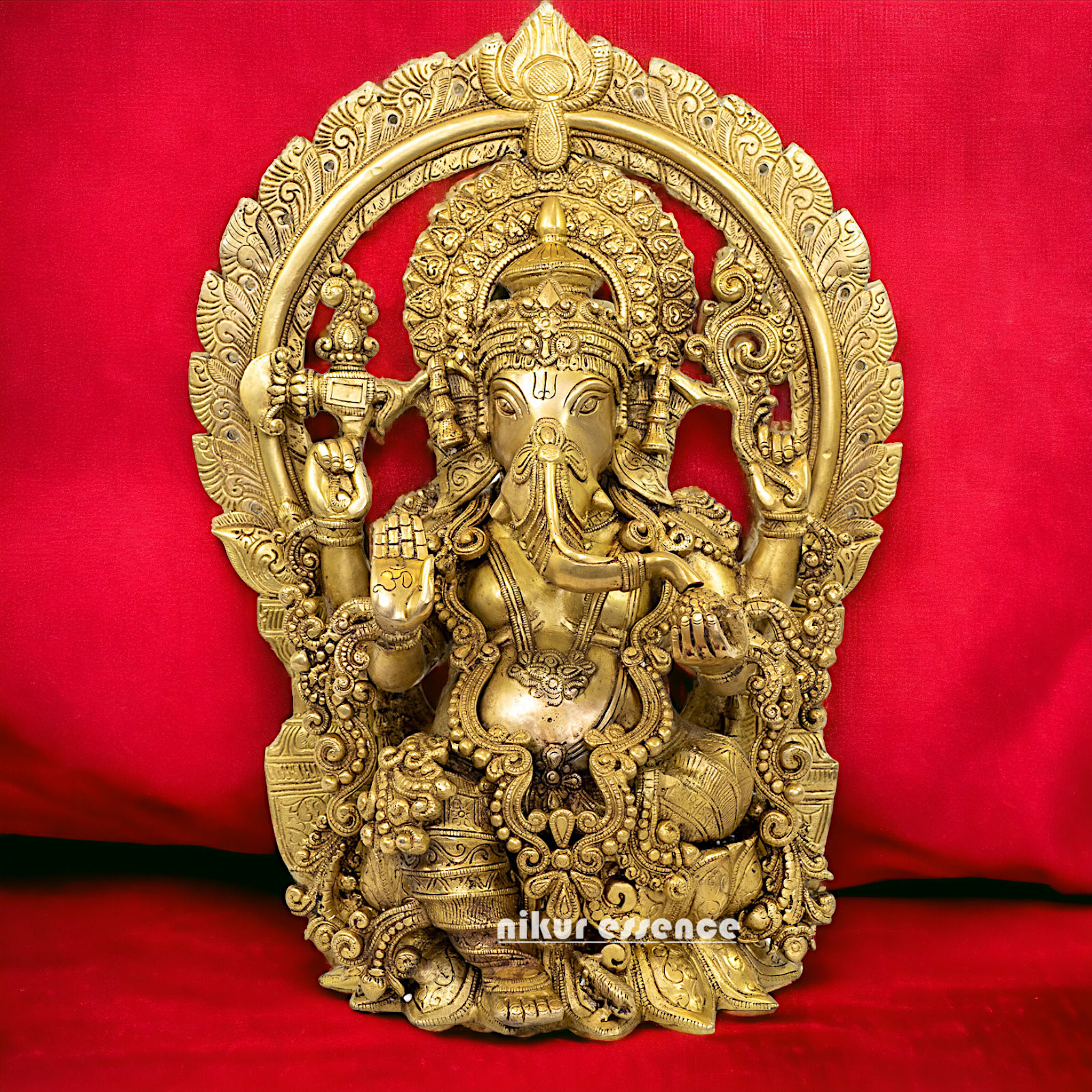 Buy Ganesha Sitting on Lotus Solid brass idol - 20 inches Nikuressence