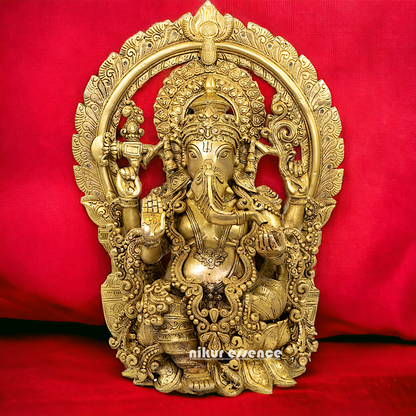 Buy Ganesha Sitting on Lotus Solid brass idol - 20 inches Nikuressence