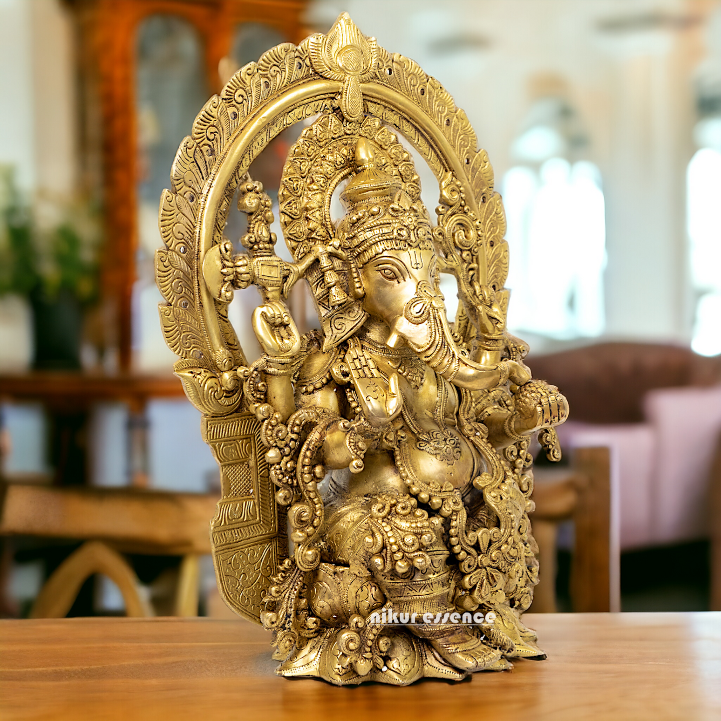 Buy Ganesha Sitting on Lotus Solid brass idol - 20 inches Nikuressence