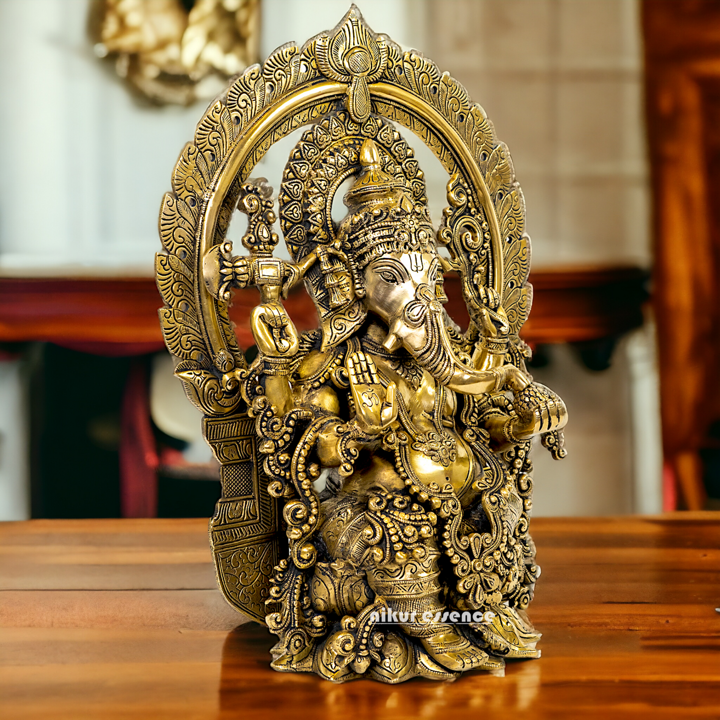 Solid Brass Ganesha Sitting statue - 19 inches Nikuressence