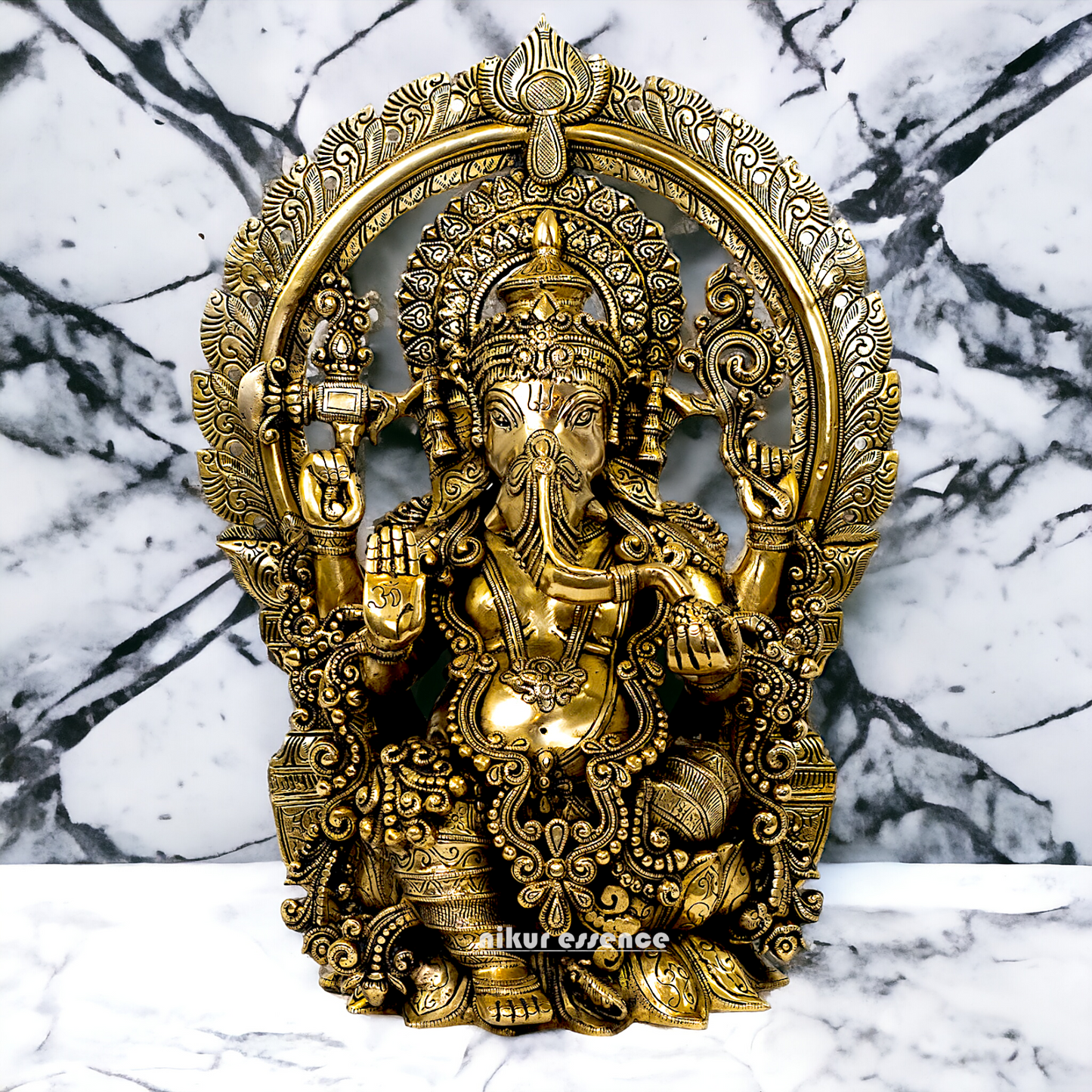 Solid Brass Ganesha Sitting statue - 19 inches Nikuressence