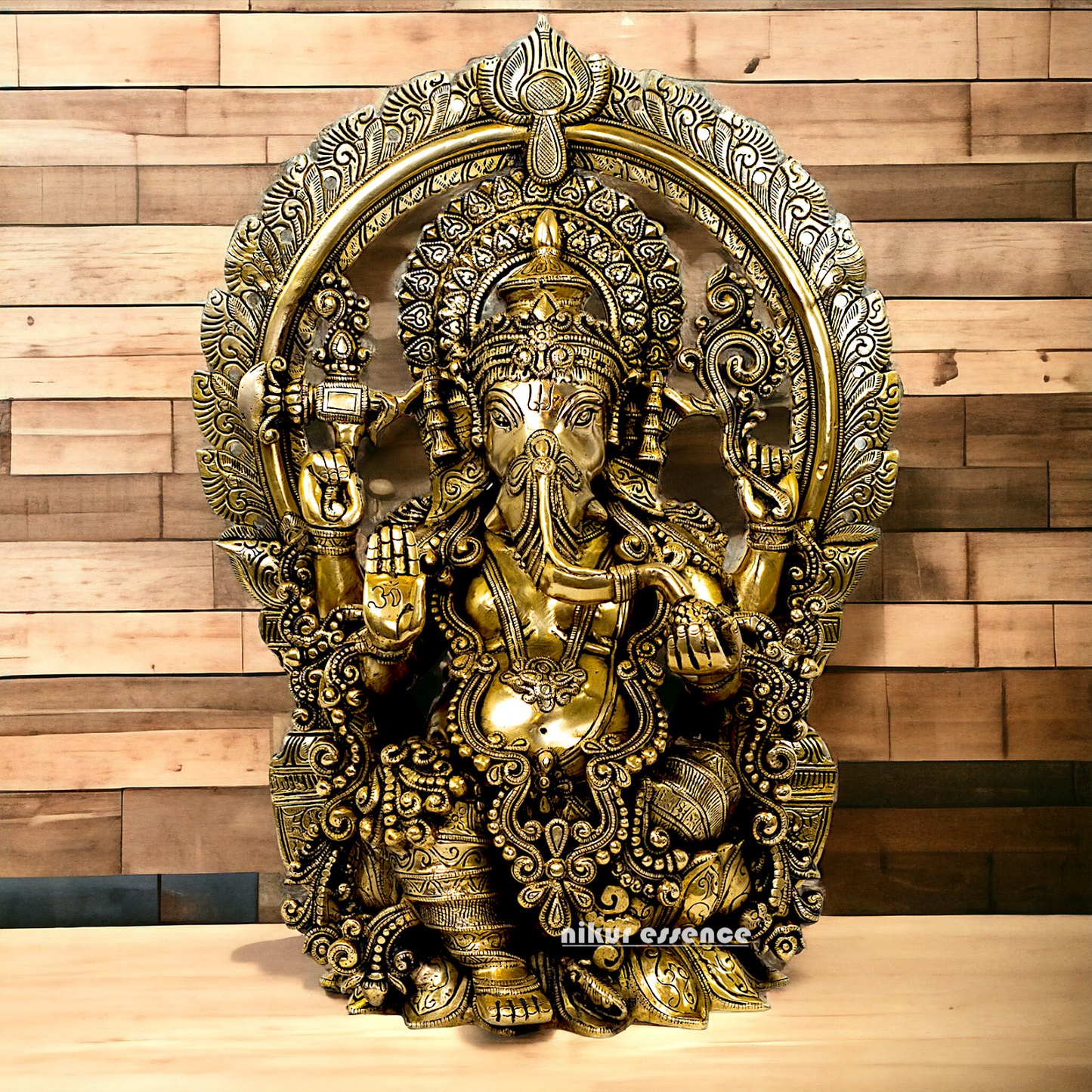 Solid Brass Ganesha Sitting statue - 19 inches Nikuressence