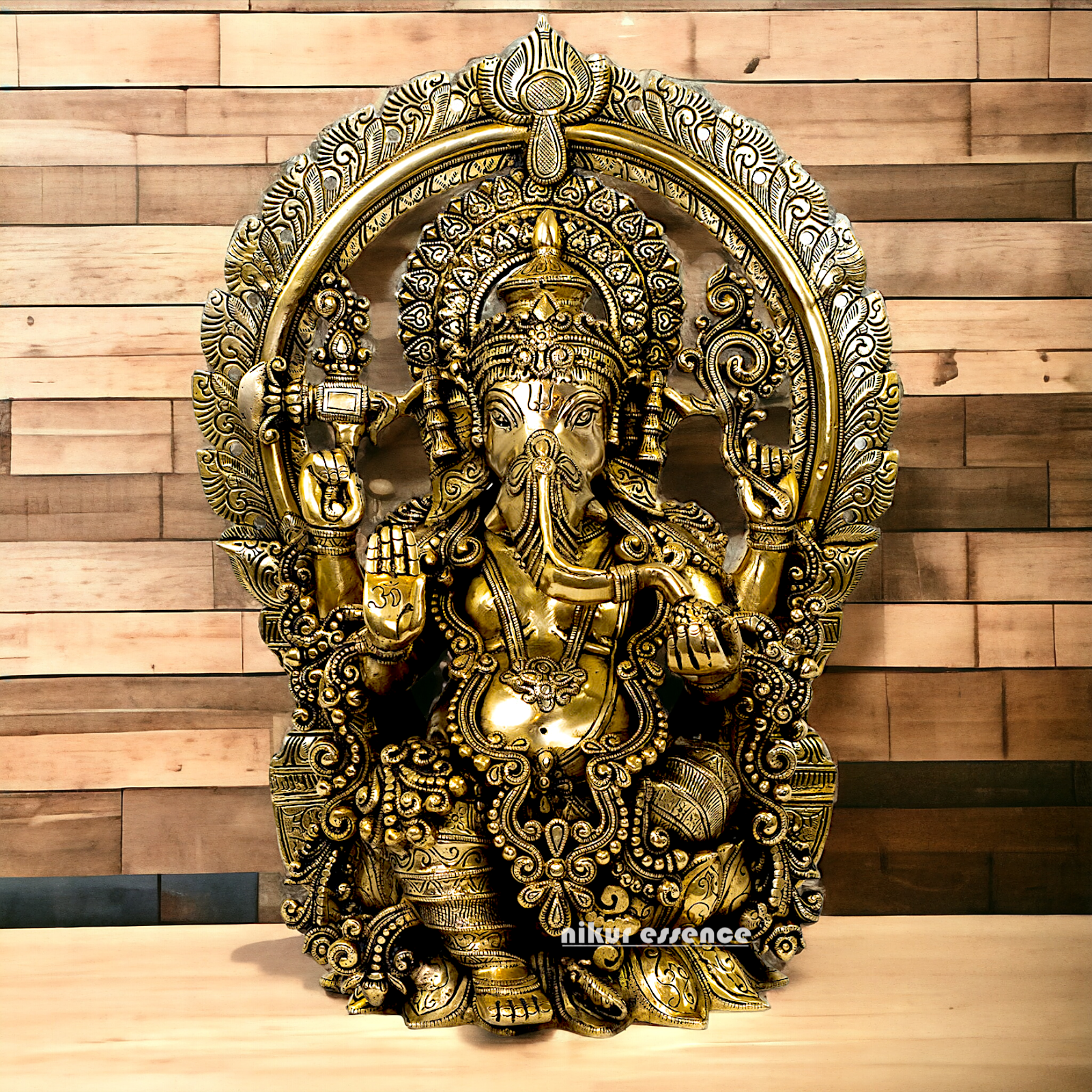 Solid Brass Ganesha Sitting statue - 19 inches Nikuressence