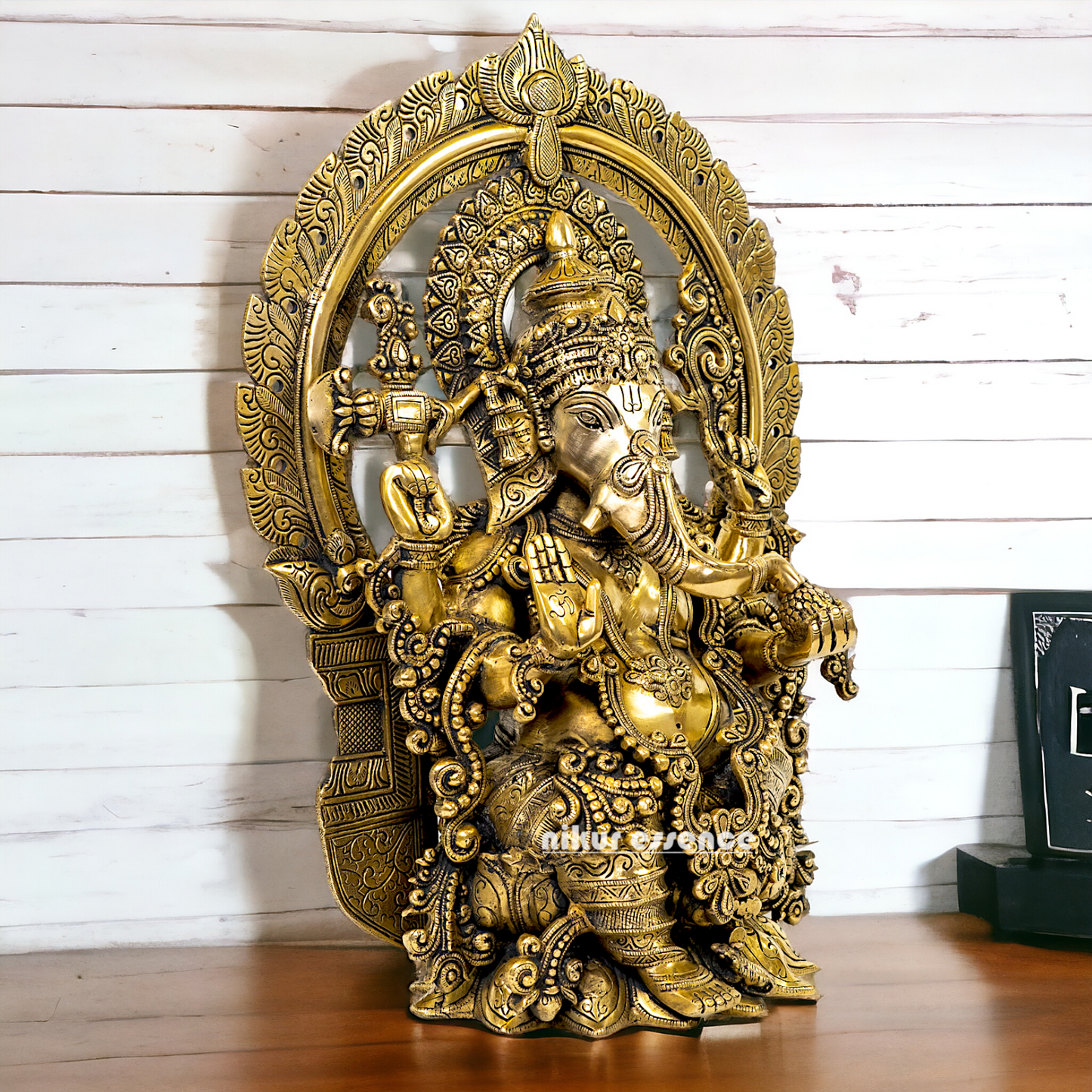 Solid Brass Ganesha Sitting statue - 19 inches Nikuressence