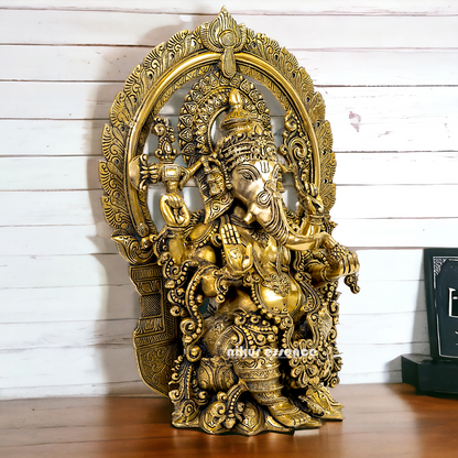 Solid Brass Ganesha Sitting statue - 19 inches Nikuressence