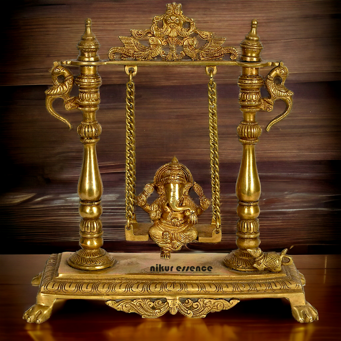 Solid Brass Ganesh Swinging statue - 13 inches Nikuressence