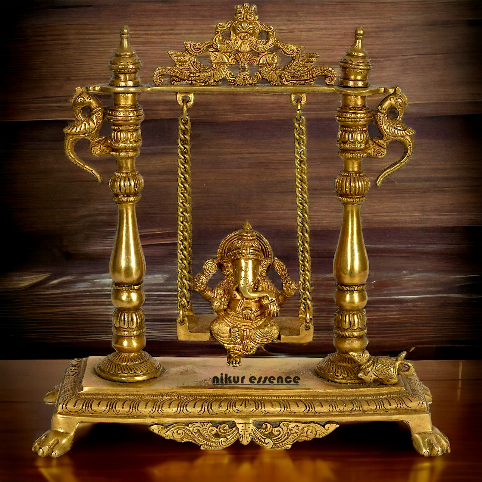 Solid Brass Ganesh Swinging statue - 13 inches Nikuressence
