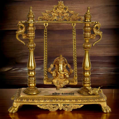 Solid Brass Ganesh Swinging statue - 13 inches Nikuressence