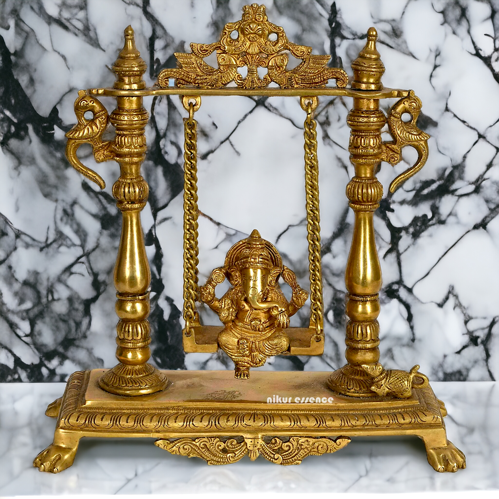 Solid Brass Ganesh Swinging statue - 13 inches Nikuressence
