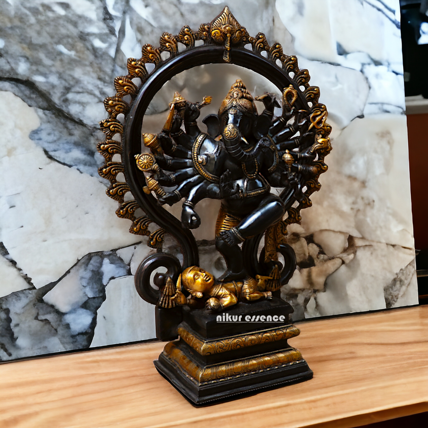 Black Ganesha Dancing Brass idol - 25 inches Nikuressence