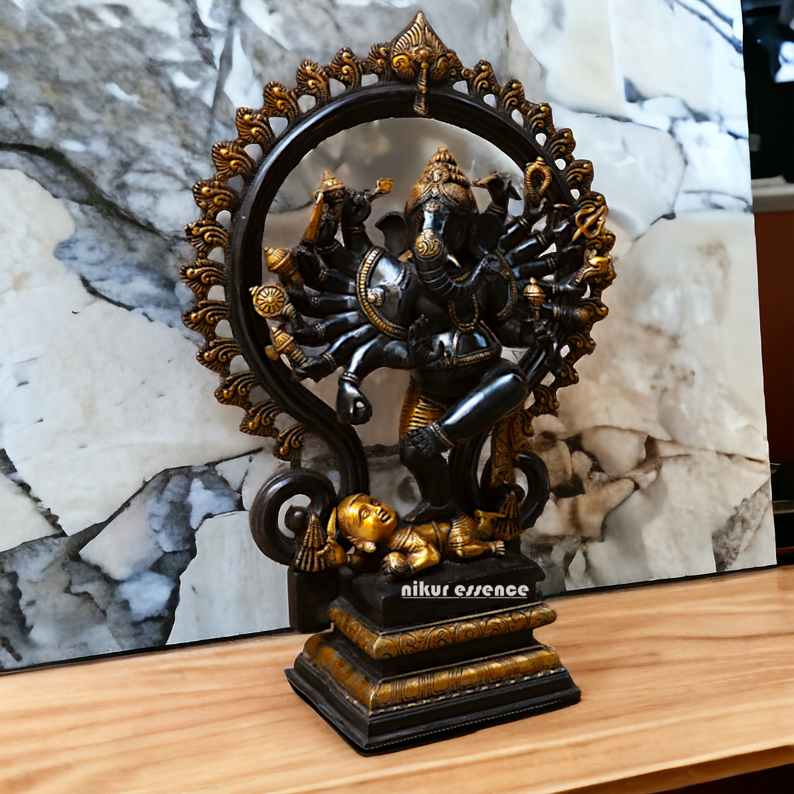 Black Ganesha Dancing Brass idol - 25 inches Nikuressence