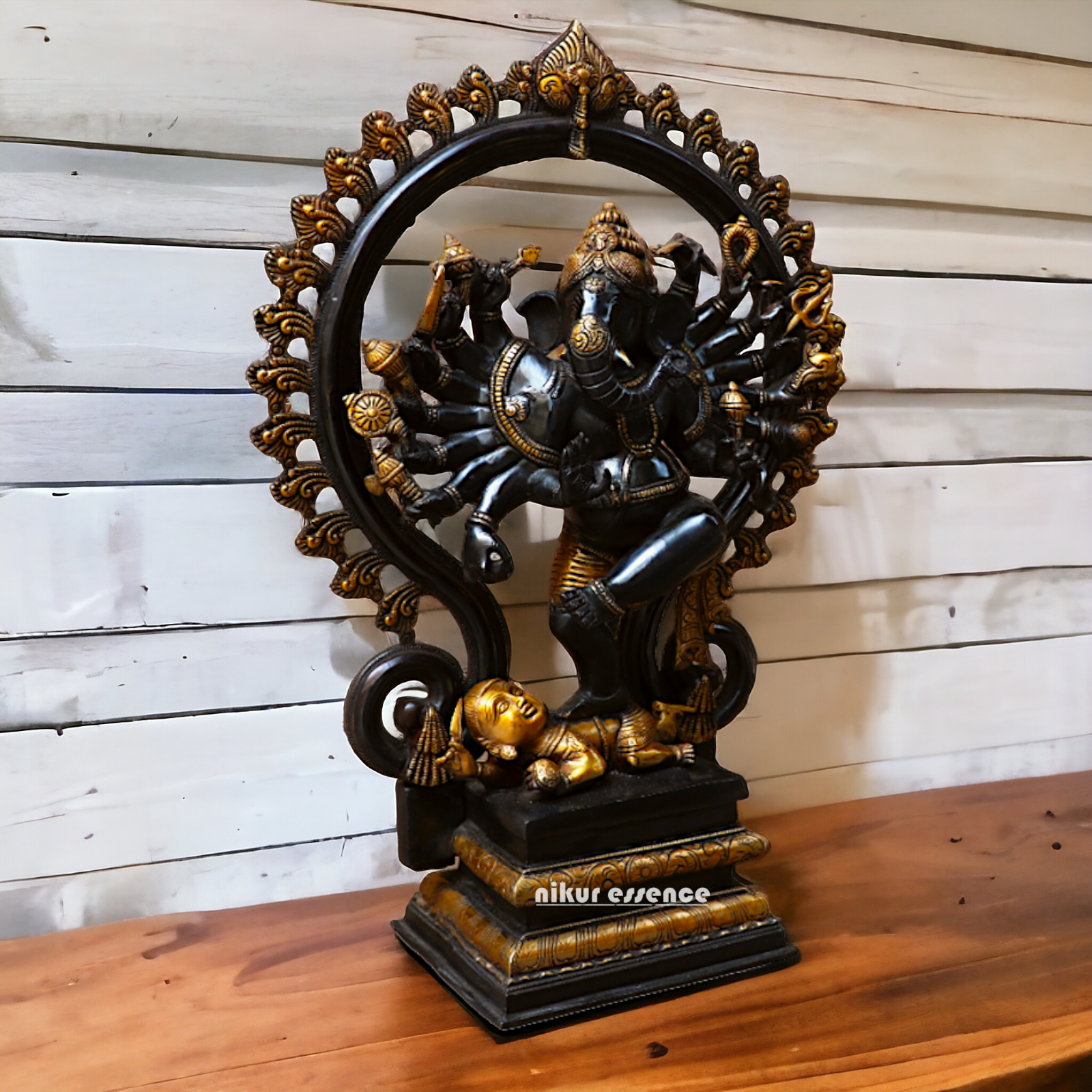 Black Ganesha Dancing Brass idol - 25 inches Nikuressence