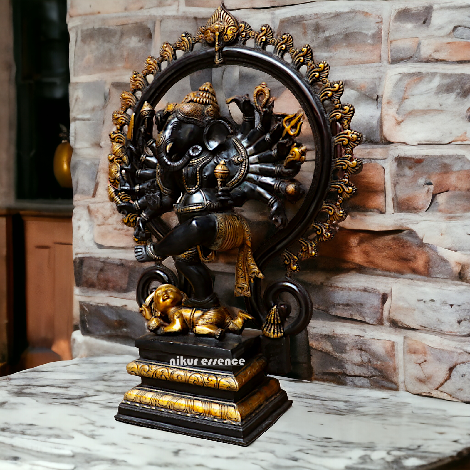 Black Ganesha Dancing Brass idol - 25 inches Nikuressence