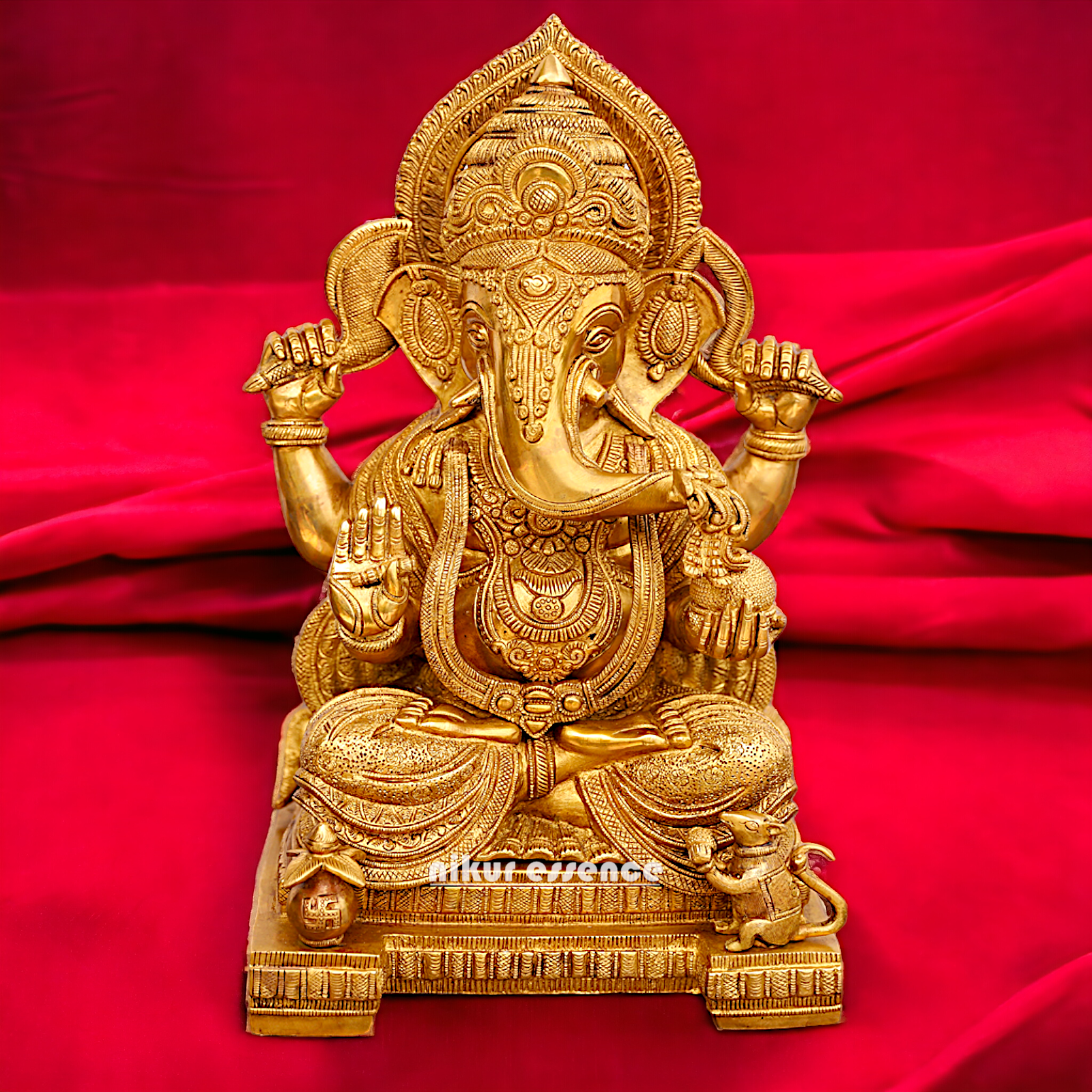 Lord Ganpati Sitting solid brass idol - 18 inches Nikuressence