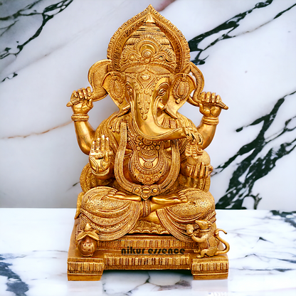 Lord Ganpati Sitting solid brass idol - 18 inches Nikuressence