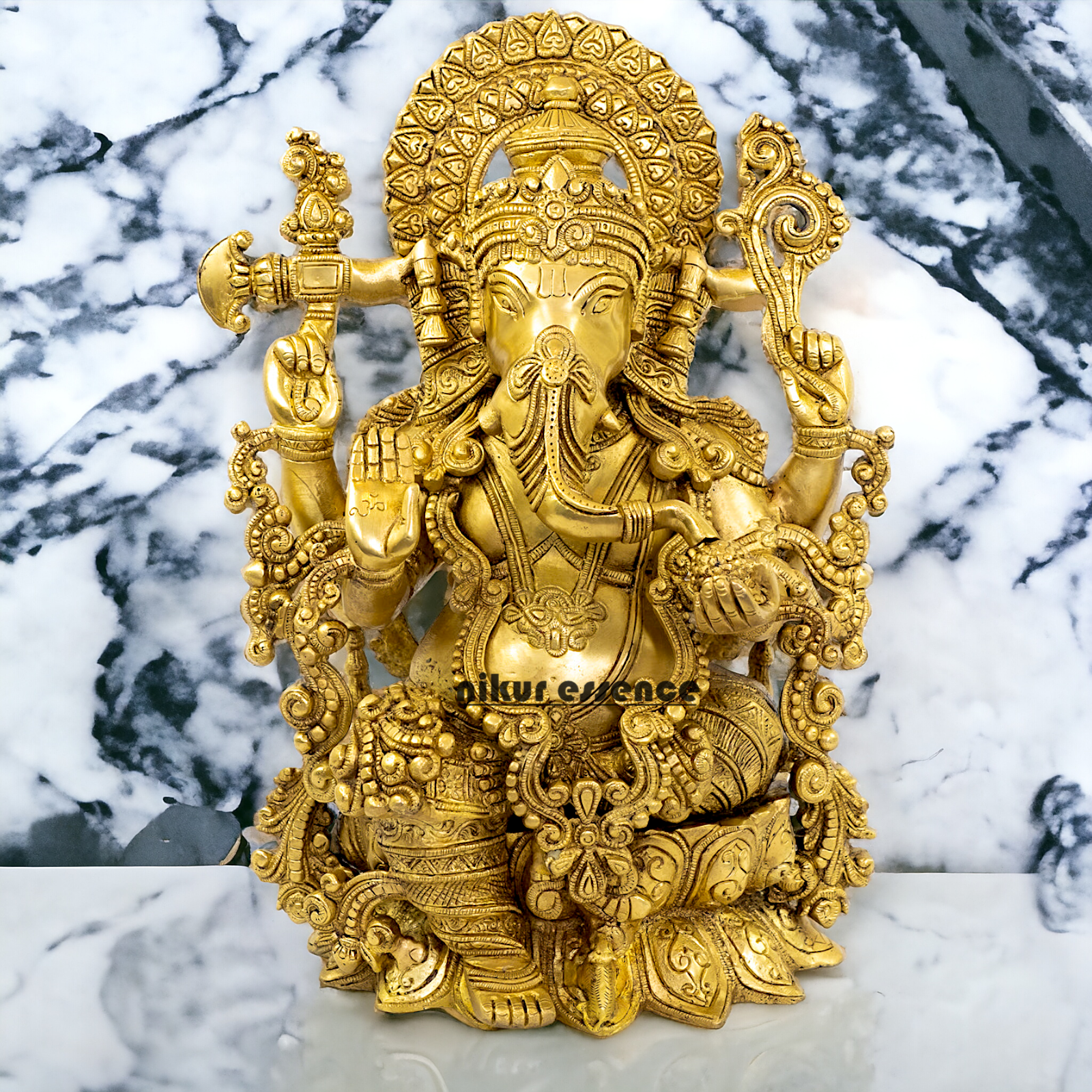 Pure Brass Ganesha Ganpati Idol - 15 Inches Nikuressence