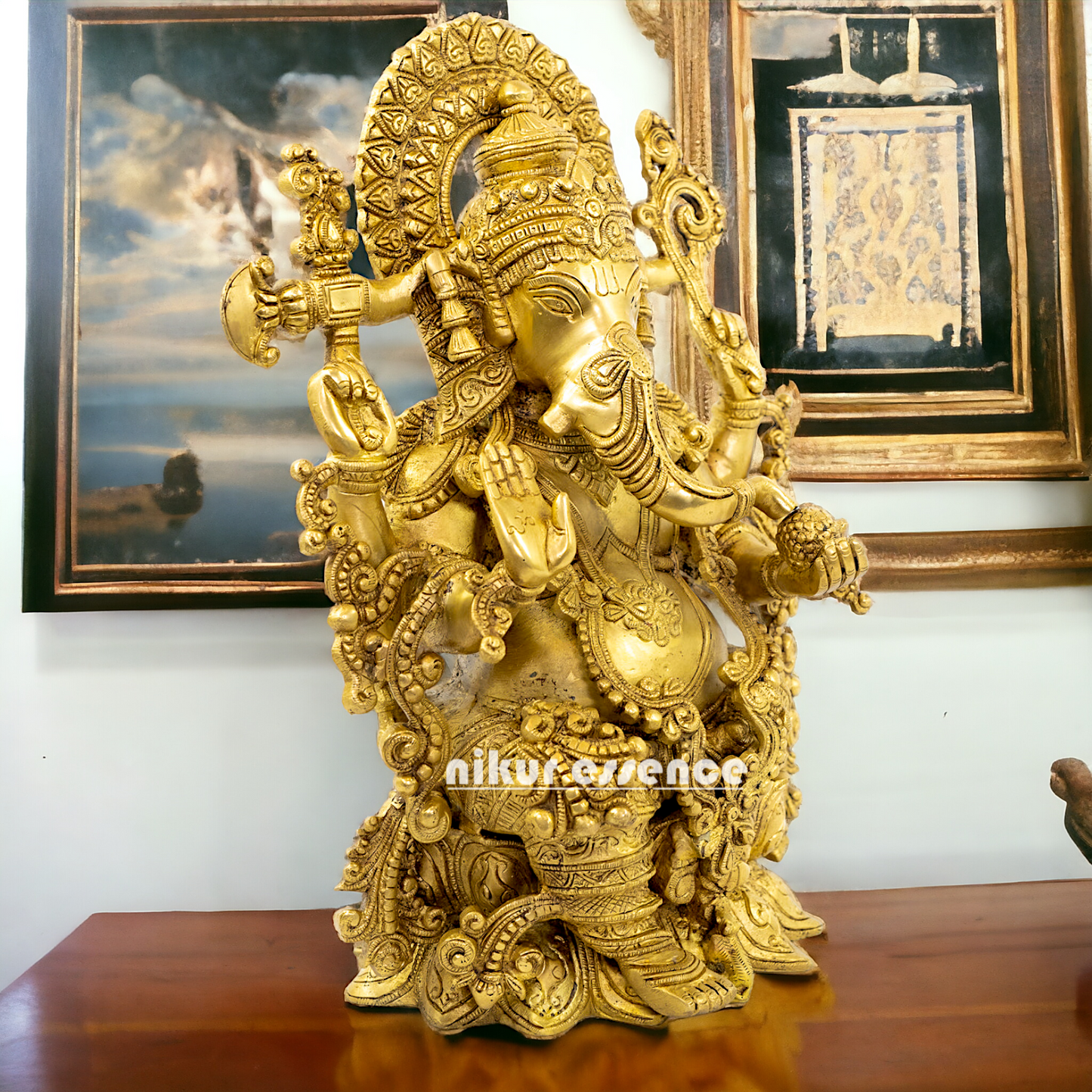 Pure Brass Ganesha Ganpati Idol - 15 Inches Nikuressence