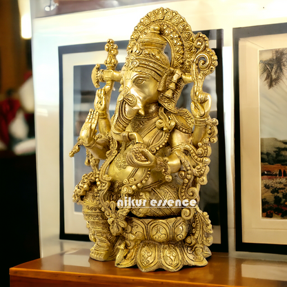 Pure Brass Ganesha Ganpati Idol - 15 Inches Nikuressence