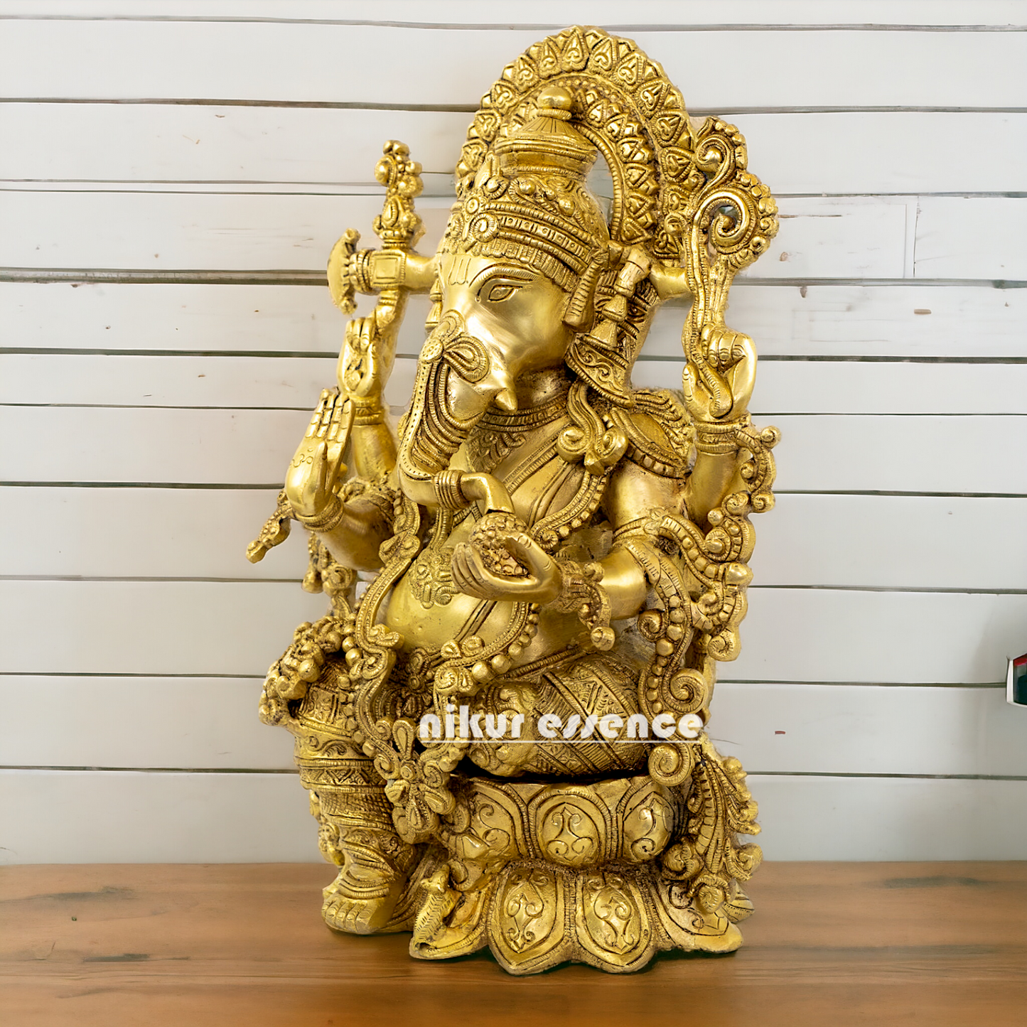 Pure Brass Ganesha Ganpati Idol - 15 Inches Nikuressence