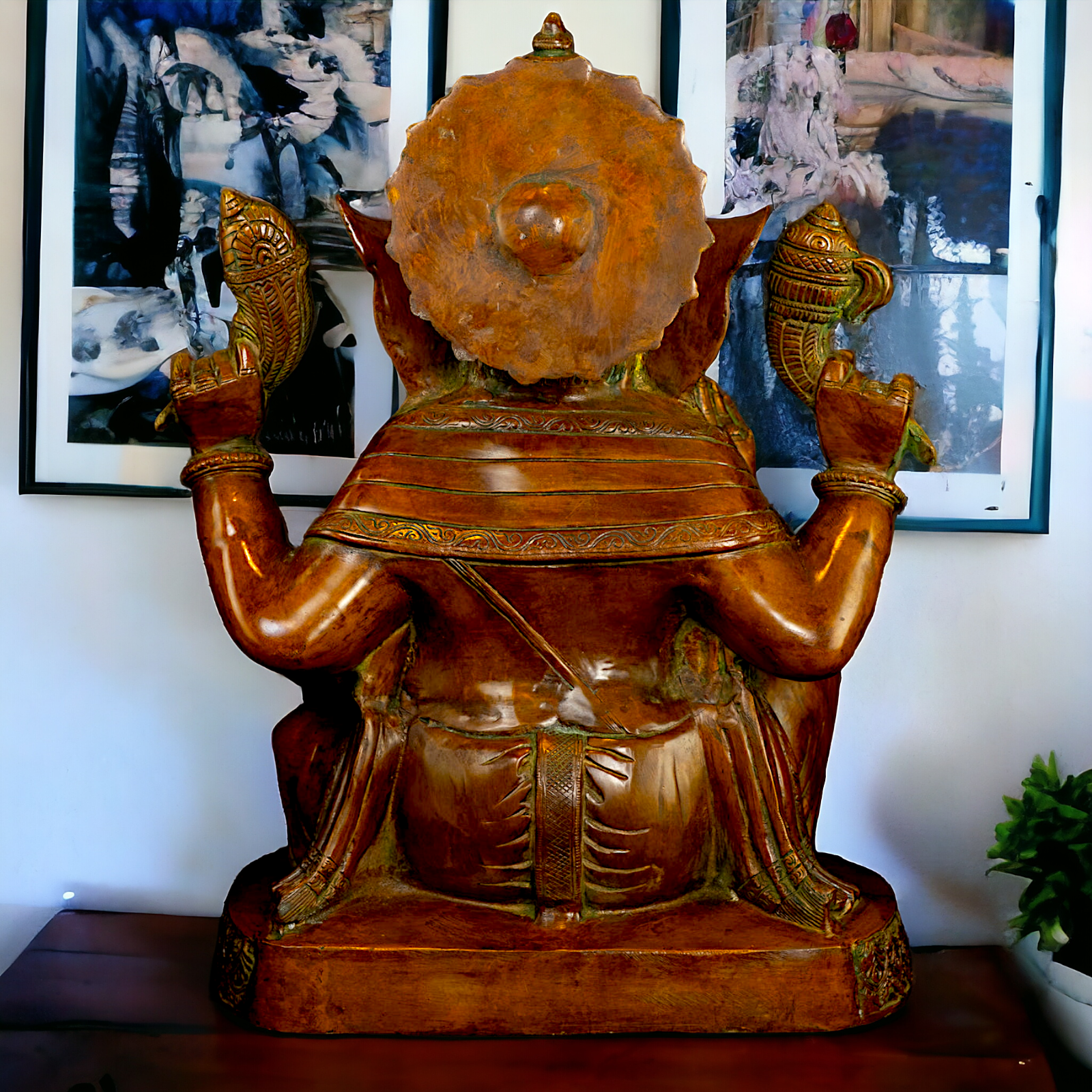 Large Ganesha Sitting Brass idol - 21 inches Nikuressence