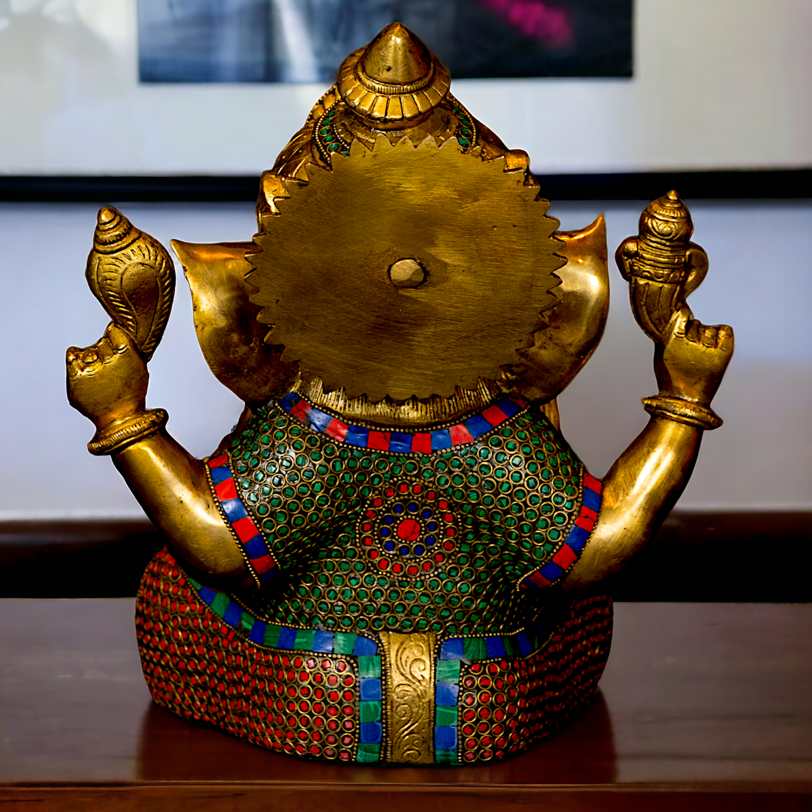 Big Vinayaka Sitting Brass with Stone work idol - 12 inches Nikuressence