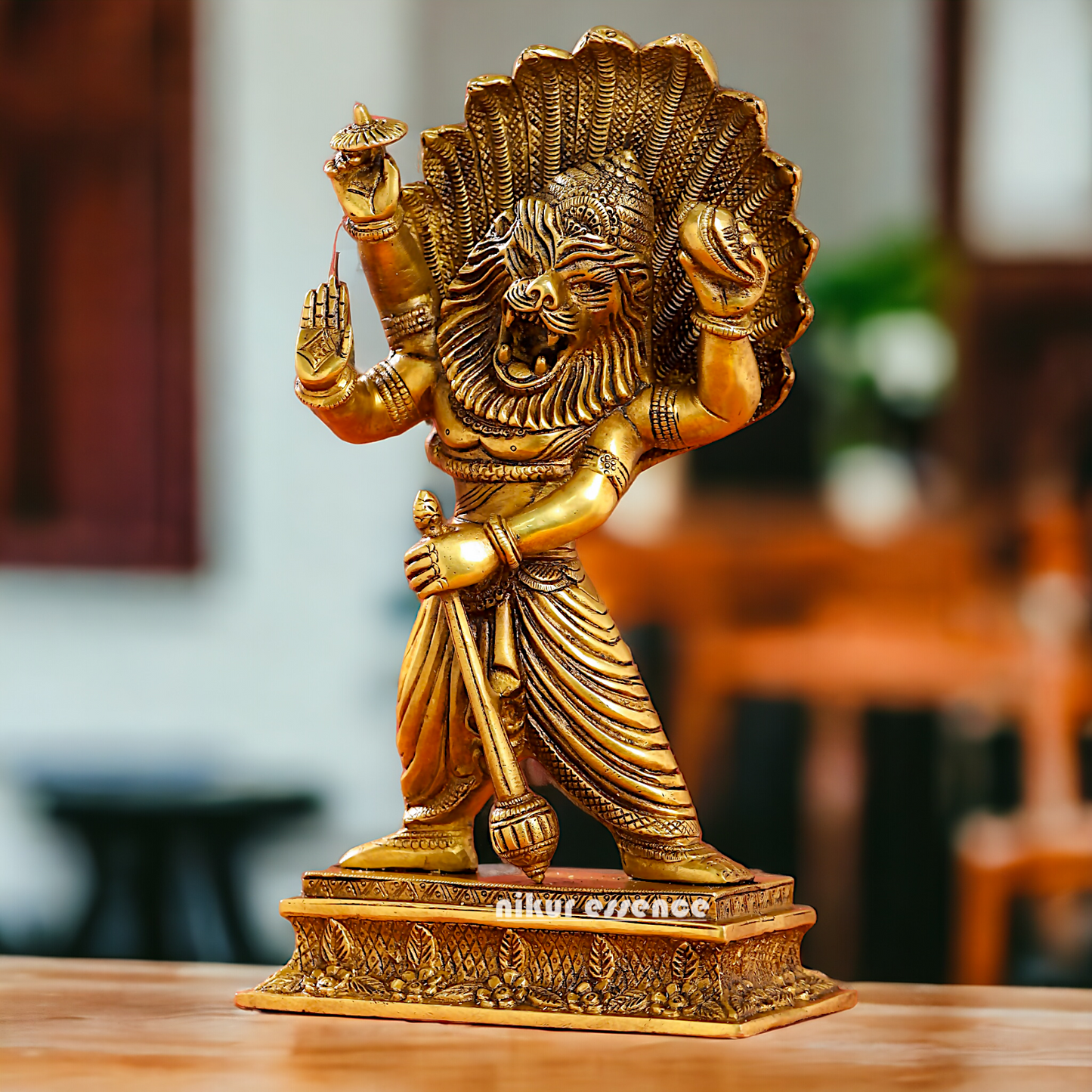 Lord Vishnu Narasimha Solid Brass idol - 11.5 inches Nikuressence