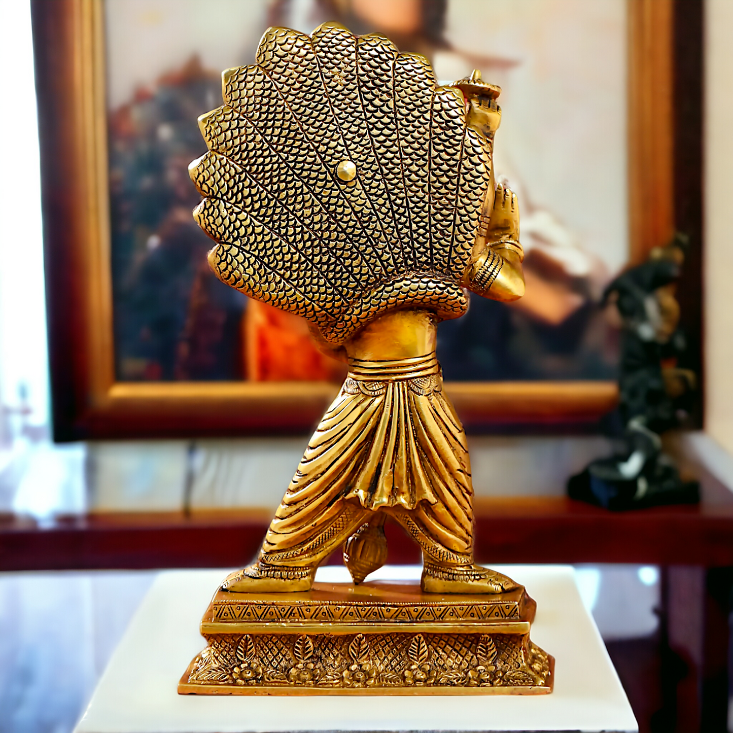 Lord Vishnu Narasimha Solid Brass idol - 11.5 inches Nikuressence