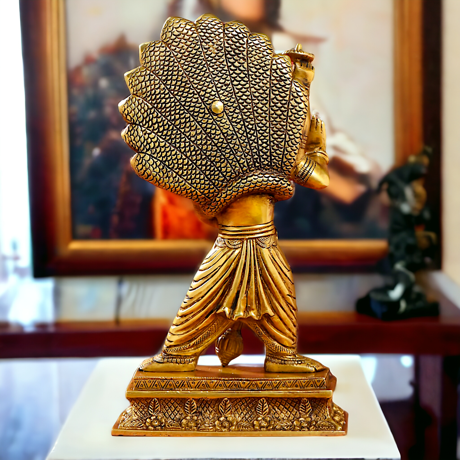 Lord Vishnu Narasimha Solid Brass idol - 11.5 inches Nikuressence