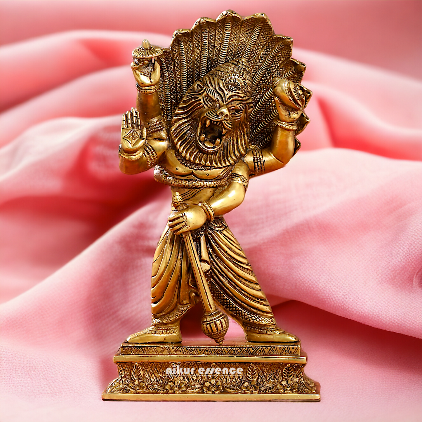 Lord Vishnu Narasimha Solid Brass idol - 11.5 inches Nikuressence