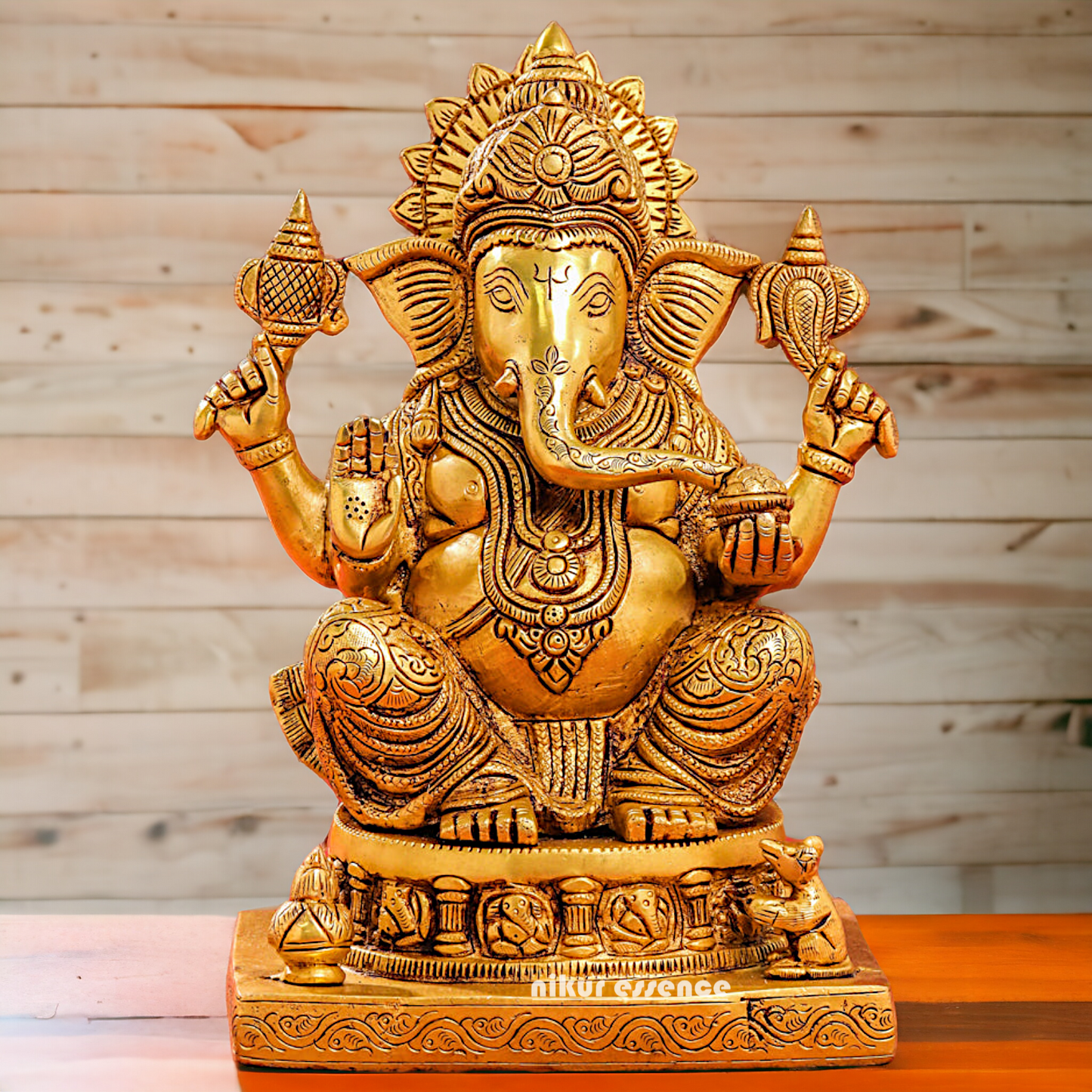 Solid Brass Ganesh with Blessing statue - 13.5 inches Nikuressence