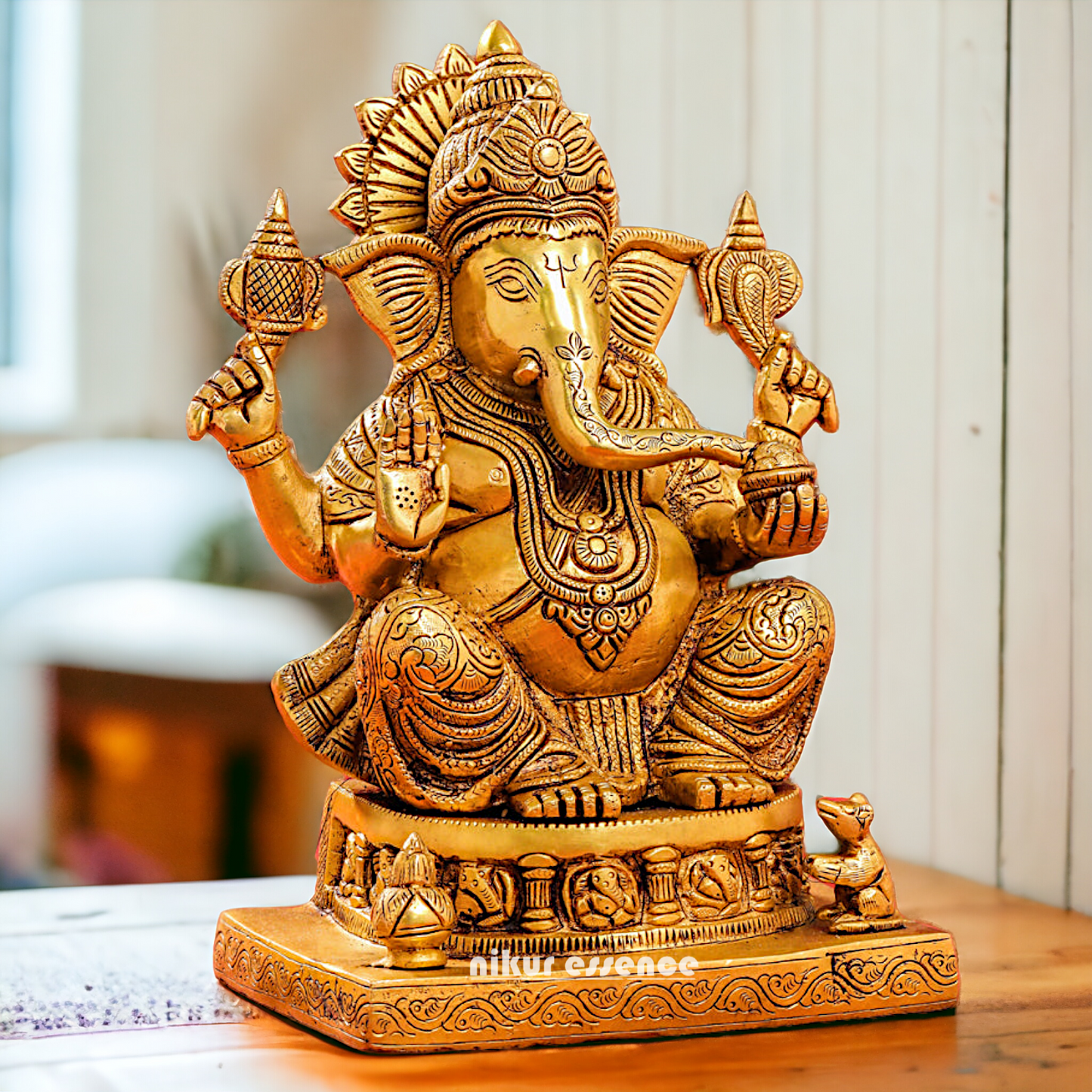 Solid Brass Ganesh with Blessing statue - 13.5 inches Nikuressence