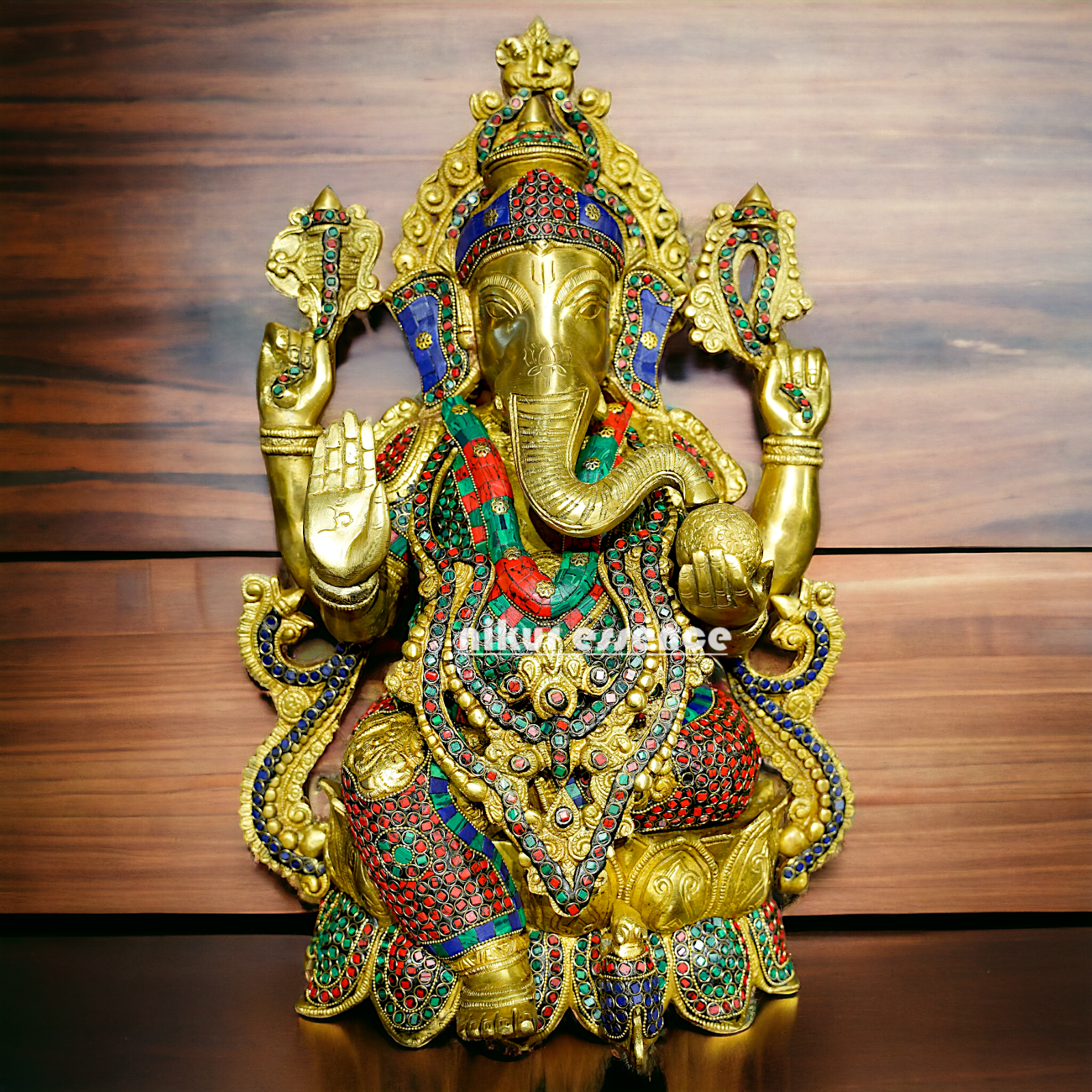 Shop Ganesha with Blessing Brass Stone work idol - 21 inches Nikuressence