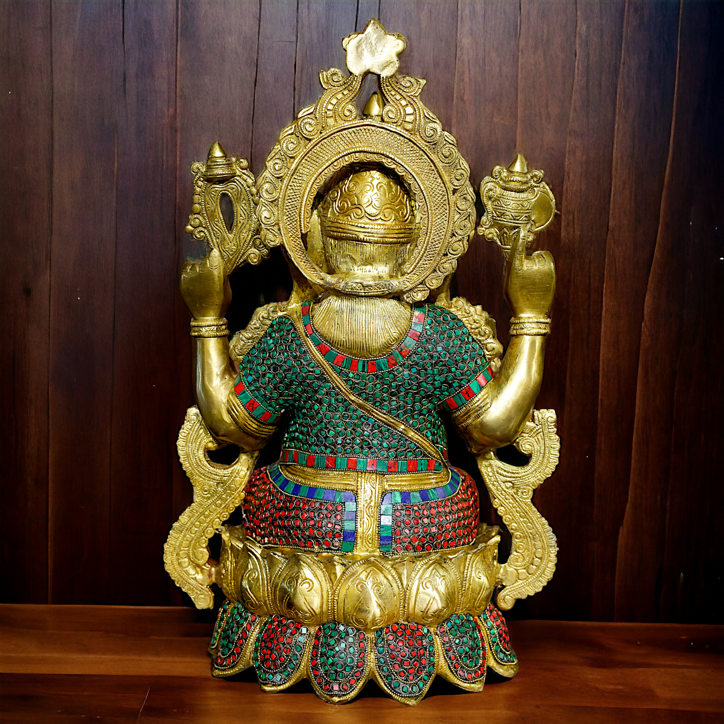 Shop Ganesha with Blessing Brass Stone work idol - 21 inches Nikuressence