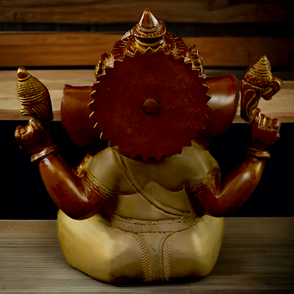 Large Ganesha Blessing Brass idol - 9 inches Nikuressence