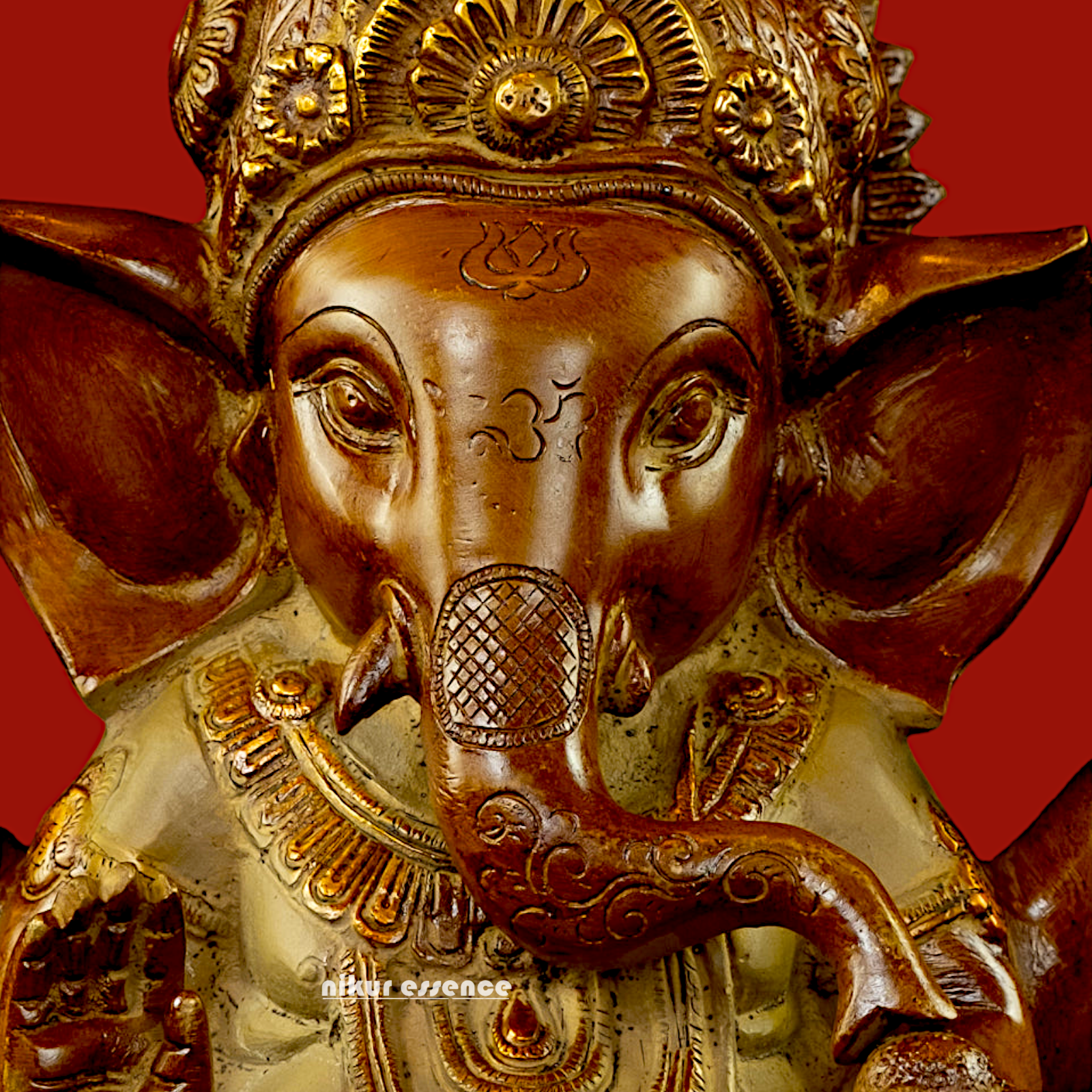 Large Ganesha Blessing Brass idol - 9 inches Nikuressence