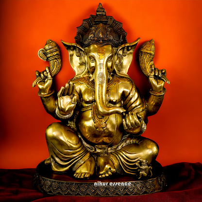 Lord Ganpati Ganesha Brass idol - 20.5 inches Nikuressence