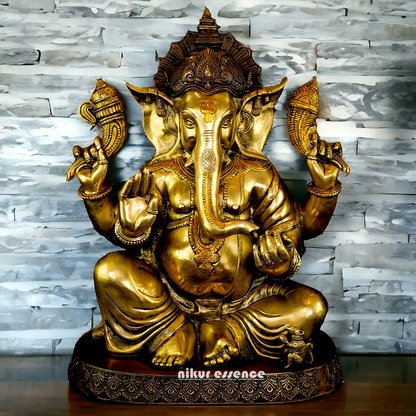 Lord Ganpati Ganesha Brass idol - 20.5 inches Nikuressence