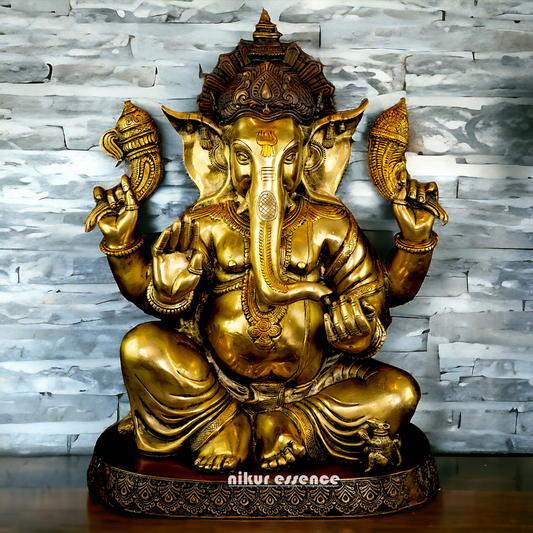 Lord Ganpati Ganesha Brass idol - 20.5 inches Nikuressence