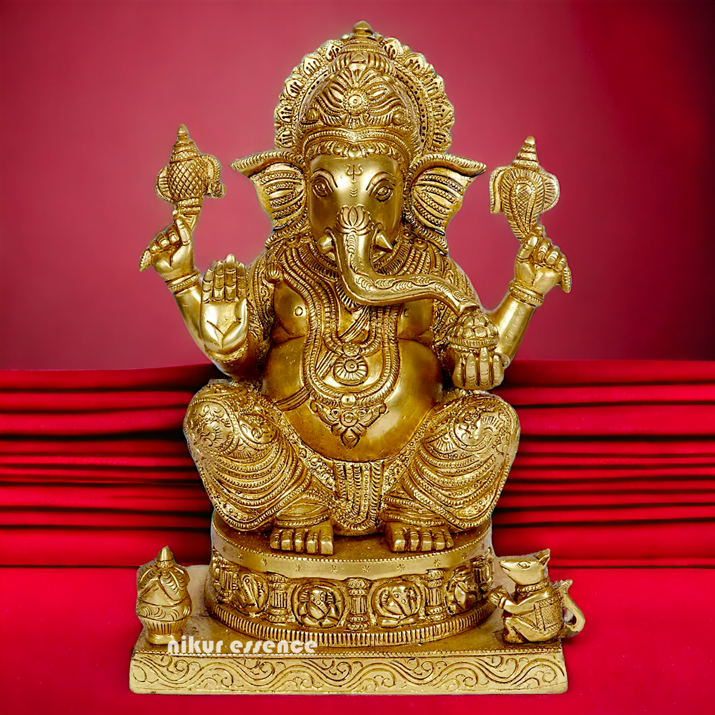 Pure Brass Ganesha Vinayaka idol - 11 inches Nikuressence