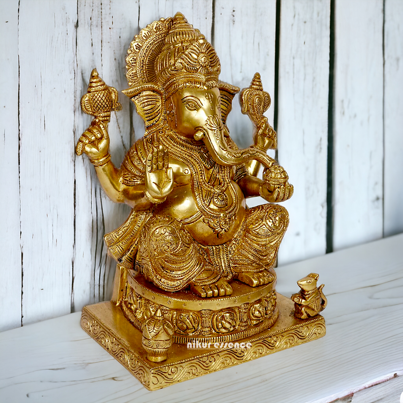 Pure Brass Ganesha Vinayaka idol - 11 inches Nikuressence