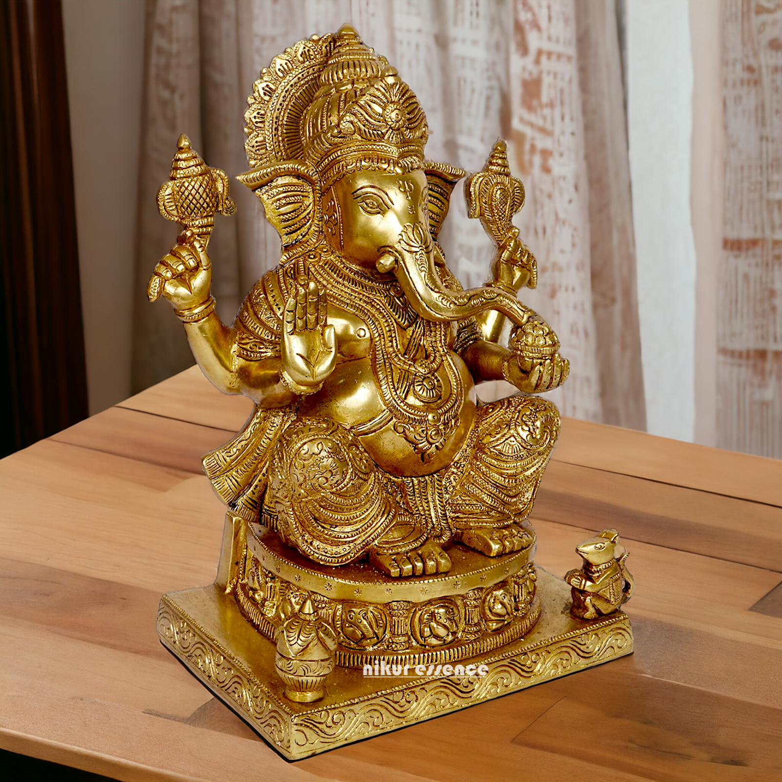 Pure Brass Ganesha Vinayaka idol - 11 inches Nikuressence