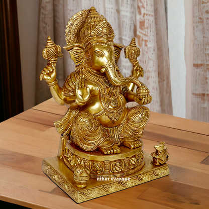 Pure Brass Ganesha Vinayaka idol - 11 inches Nikuressence