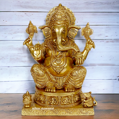 Pure Brass Ganesha Vinayaka idol - 11 inches Nikuressence