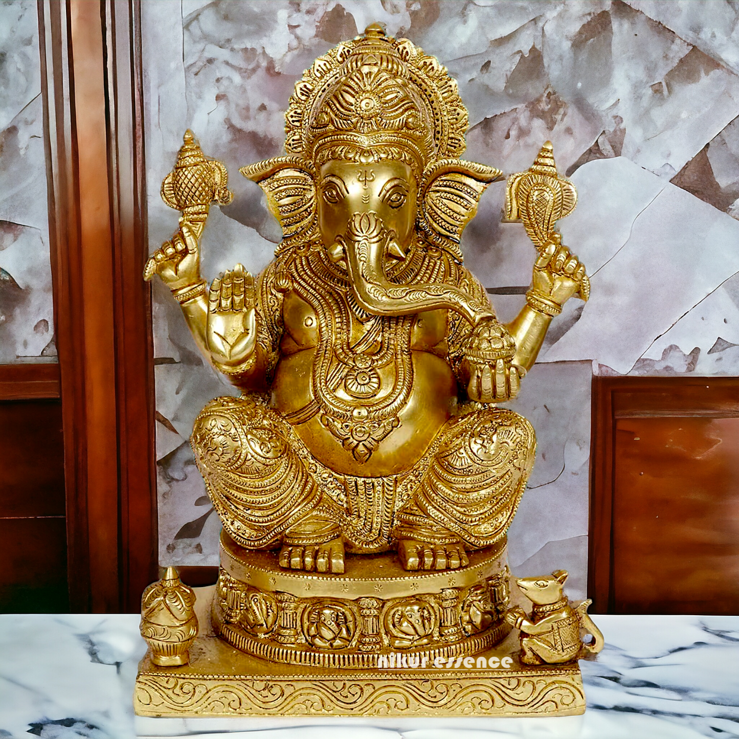 Pure Brass Ganesha Vinayaka idol - 11 inches Nikuressence