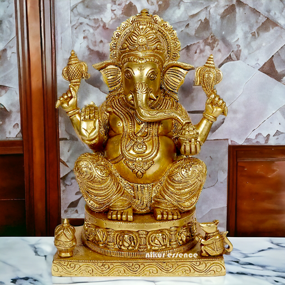 Pure Brass Ganesha Vinayaka idol - 11 inches Nikuressence