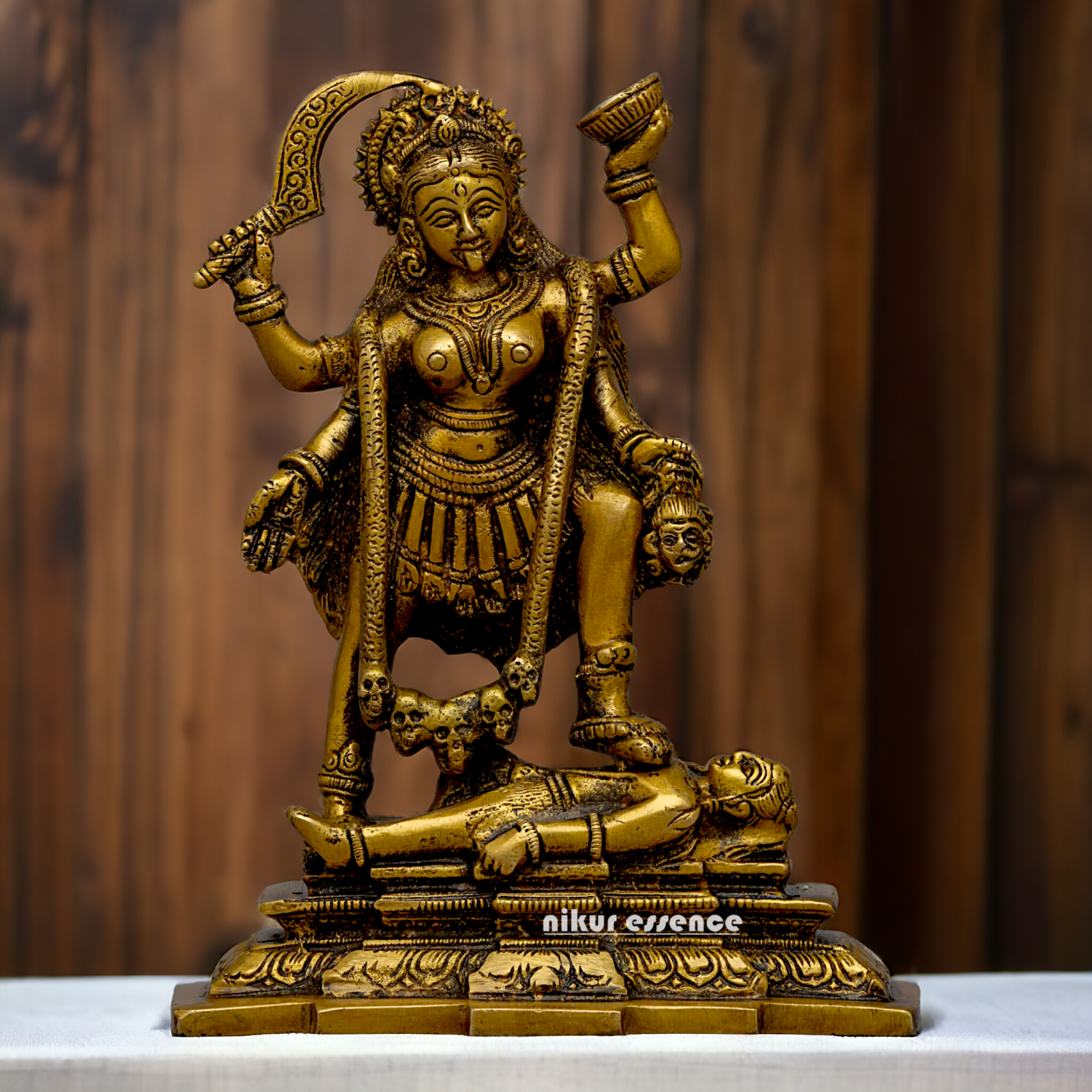 Pure Brass Kali Mata idol - 7.5 inches Nikuressence