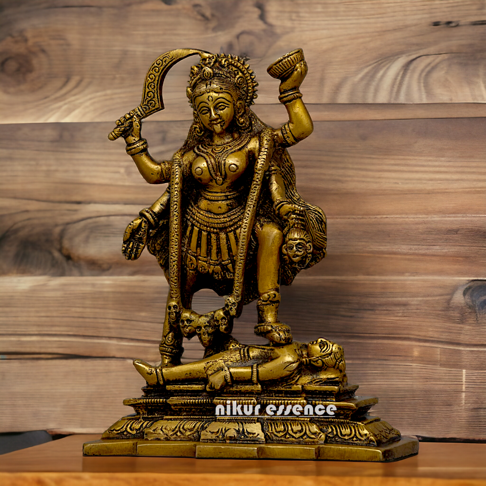 Pure Brass Kali Mata idol - 7.5 inches Nikuressence