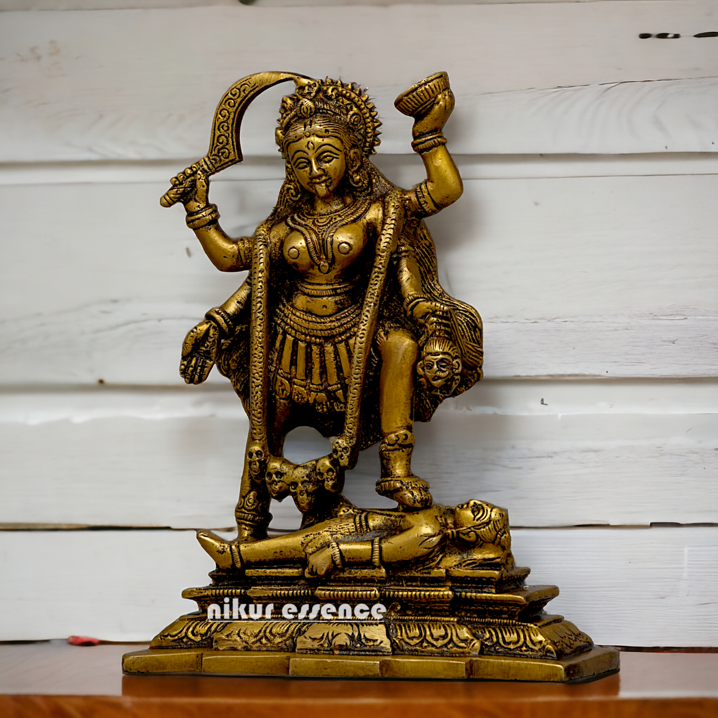 Pure Brass Kali Mata idol - 7.5 inches Nikuressence