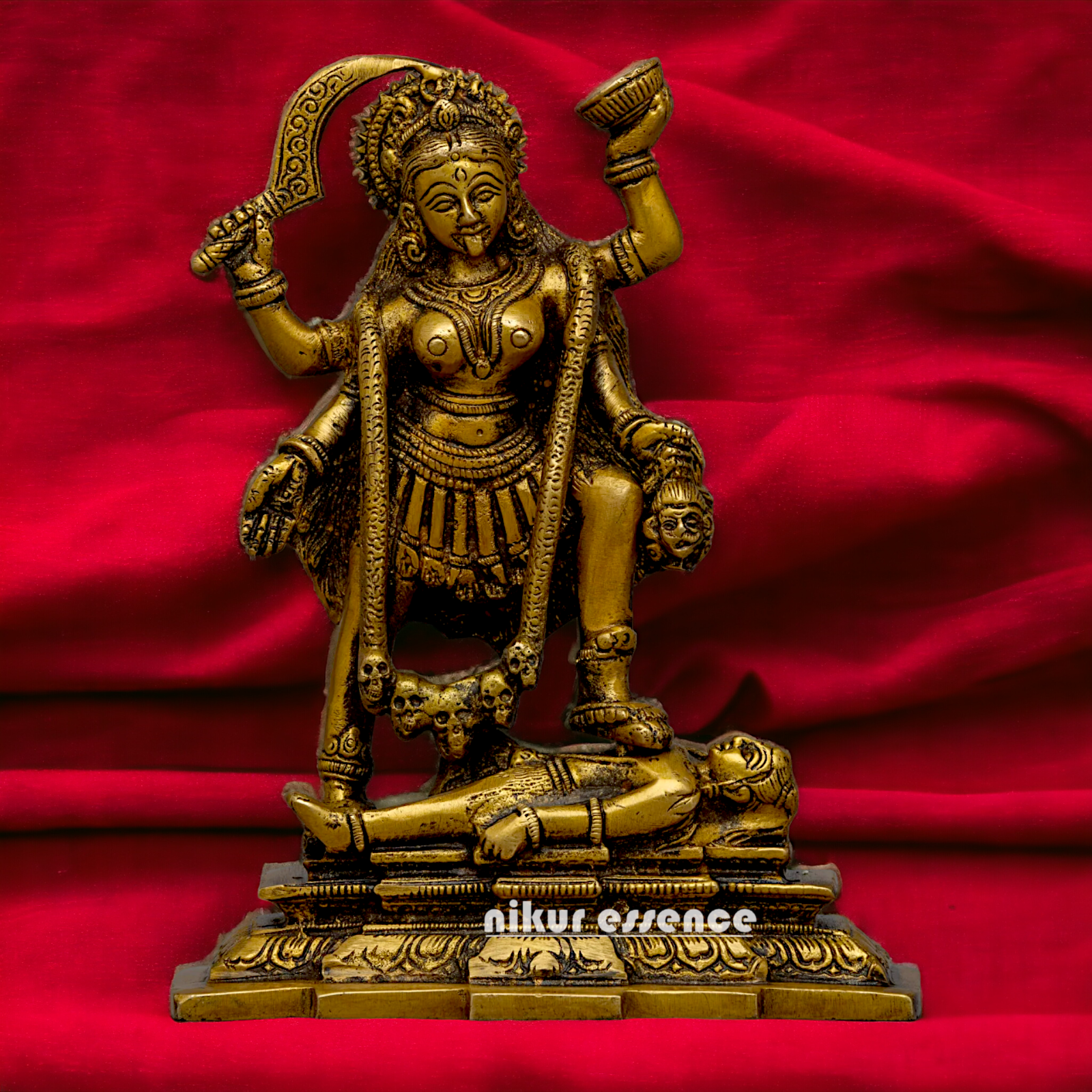 Pure Brass Kali Mata idol - 7.5 inches Nikuressence